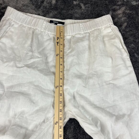 Quince White 100% European Linen Pull On Pants Women's L Pockets Wide Leg - Picture 9 of 12